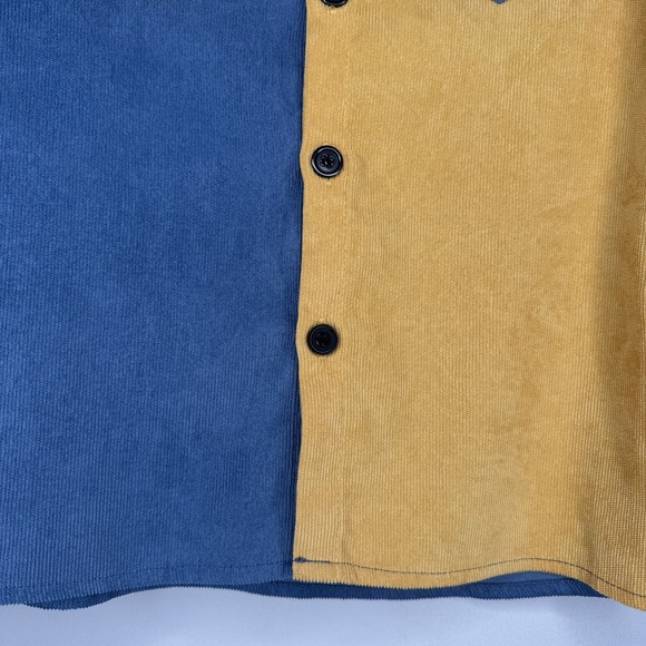 9Y Corduroy Long Sleeve Button Down Work Shirt‎ Patchwork Blouse Casual Tops - Picture 3 of 6